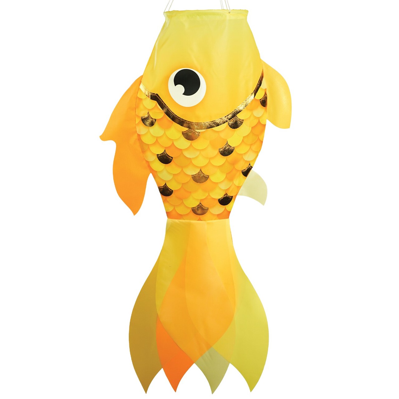 In the Breeze 5244 — 40-inch Gold Shimmer Damsel Fish — Large, Colorful Printed Fishsock with Iridescent Details
